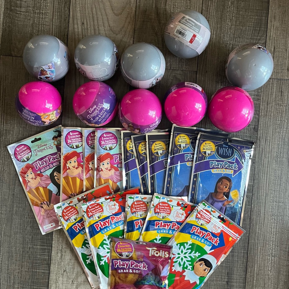 Grab & Go Kids Toy Set - Pink and Gray Disney inspired set of 25